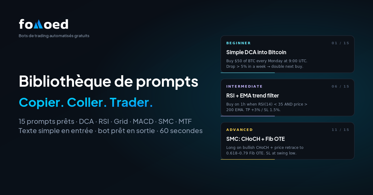 15 prompts pour bot de trading IA à copier-coller (sans code, 2026)