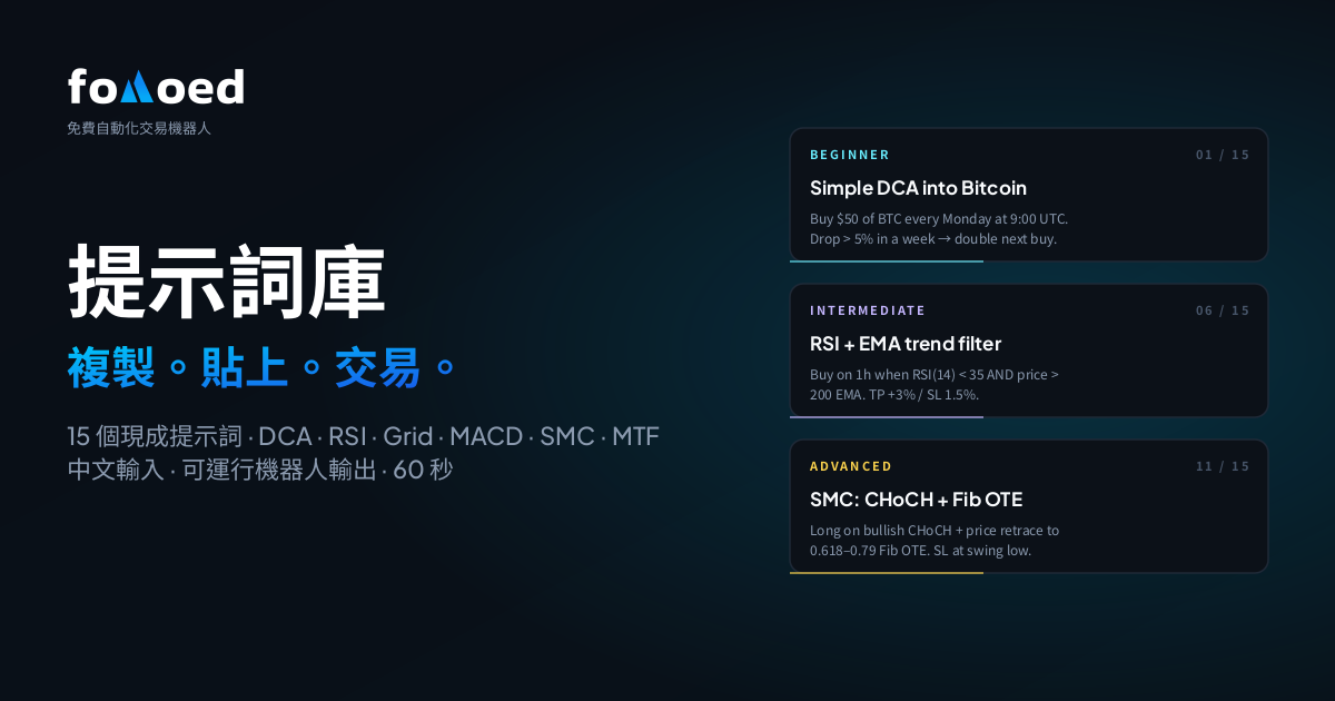 15 個可複製貼上的 AI 交易機器人提示詞(無需編程,2026)