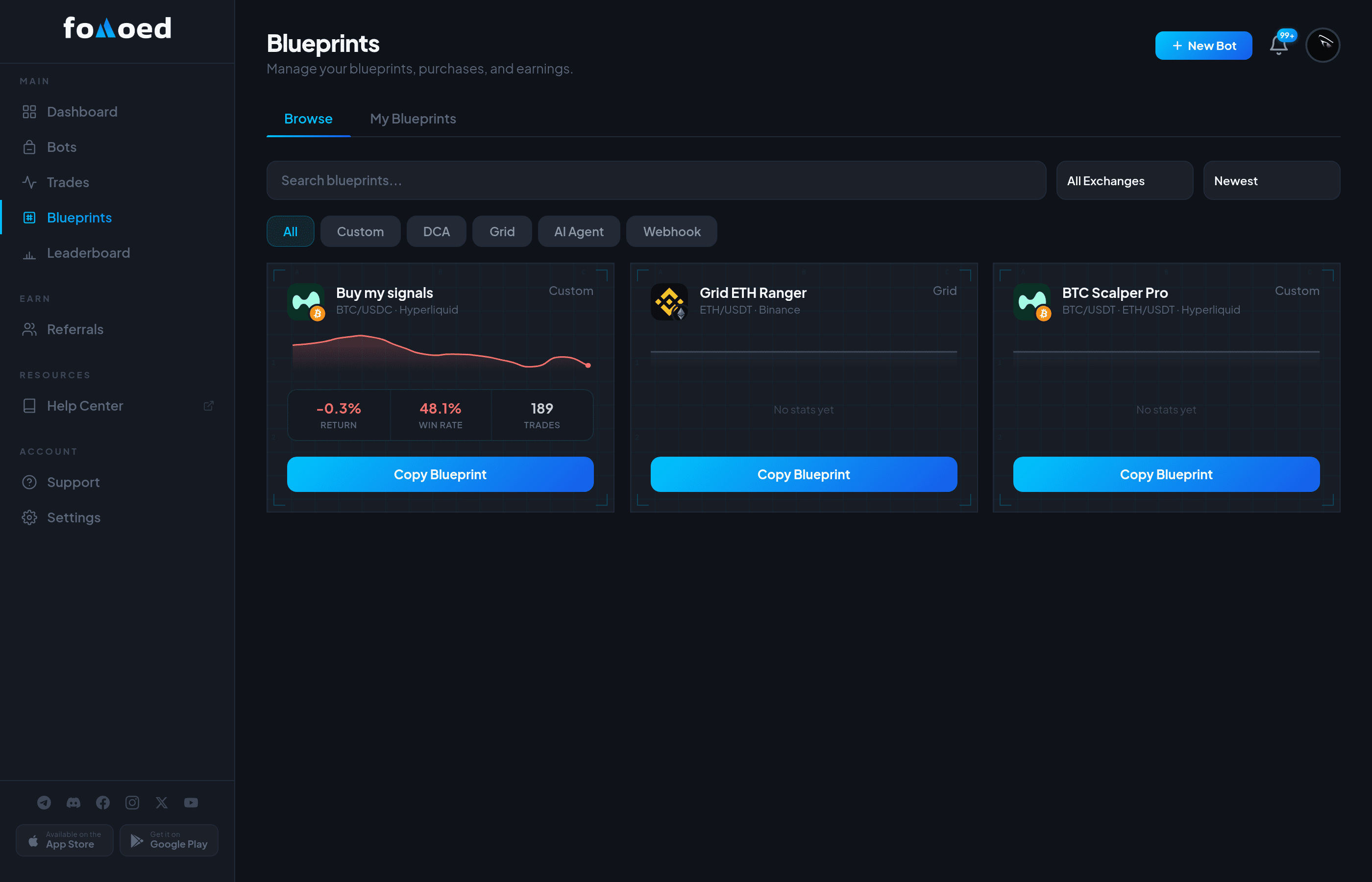 Marketplace - Share and sell your strategies